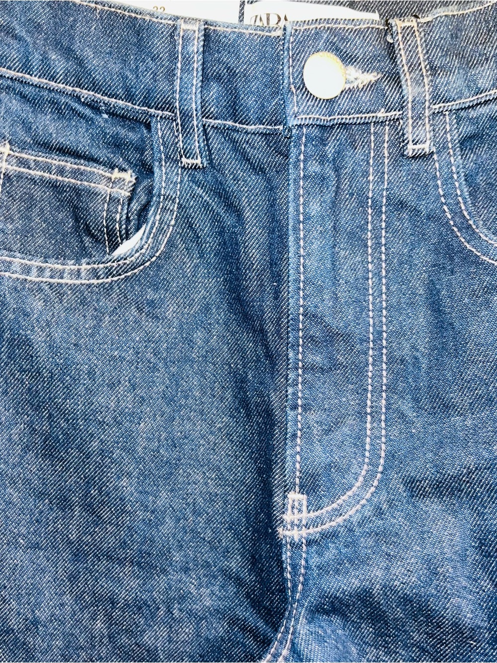 Zara Dark Blue Wide Leg Flare Jeans - Picture 4 of 10